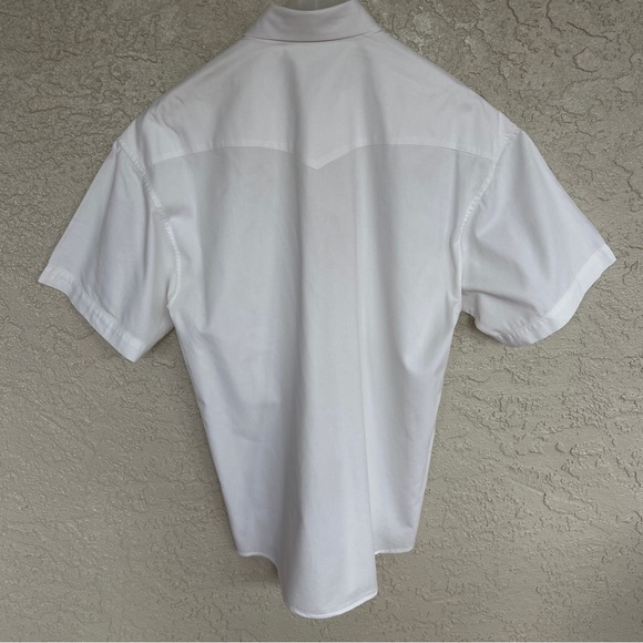 Panhandle Slim Vintage White Short Sleeve Pearl Snap Western Shirt - Men’s Large - Picture 6 of 12